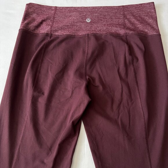 Lululemon Athletica Women's Marled Burgundy Waistband Burgundy Flare Pant 12Tall - Picture 2 of 8